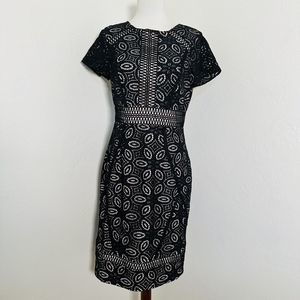 Lilly Pulitzer Dress Womens 4 Suzanne Shift Black Floral Medallion Lace Eyelet